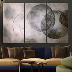 Abstract Grey Gold Wall Art | Modern Geometric Canvas