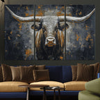 Rustic Bull Wall Art Canvas Print, Longhorn Wall Decor