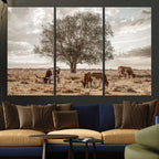 Texas Longhorn Cattle Wall Art, Rustic Western Ranch Canvas