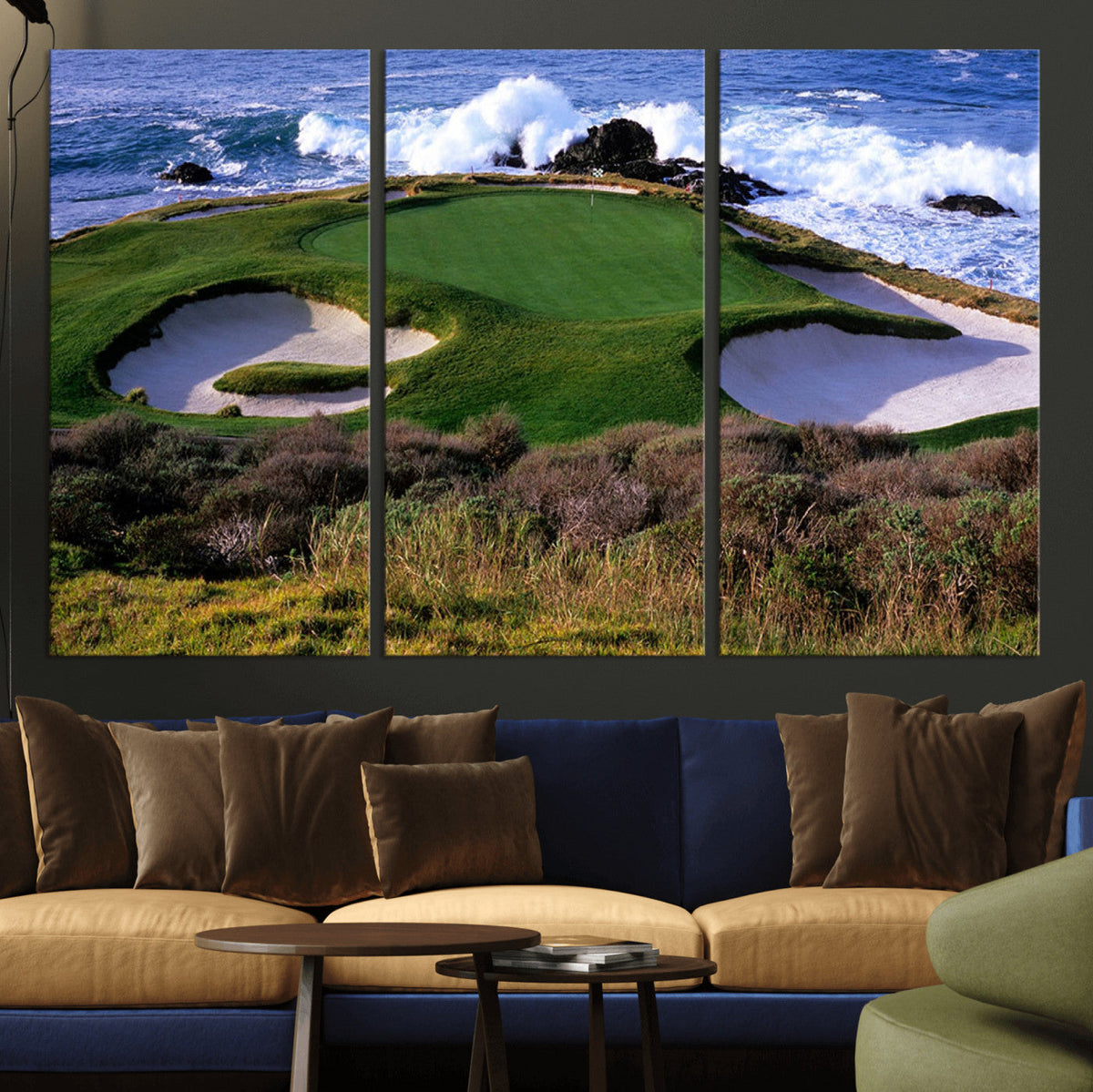 California Pebble Beach Golf Links Wall Art Canvas Print, Iconic Monterey Coastal Golf Course