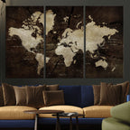 World Map Wall Art Canvas Print | Framed Travel Map Wall Art