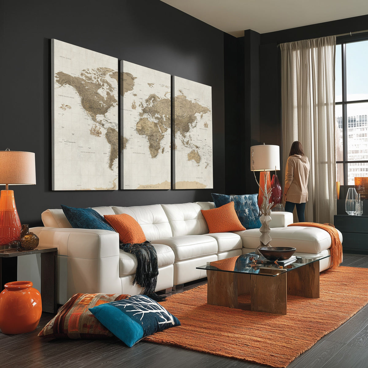 Detailed World Map Wall Art Canvas Print