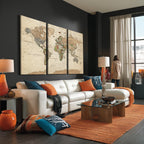 Framed World Map Wall Art for Home and Office Decor