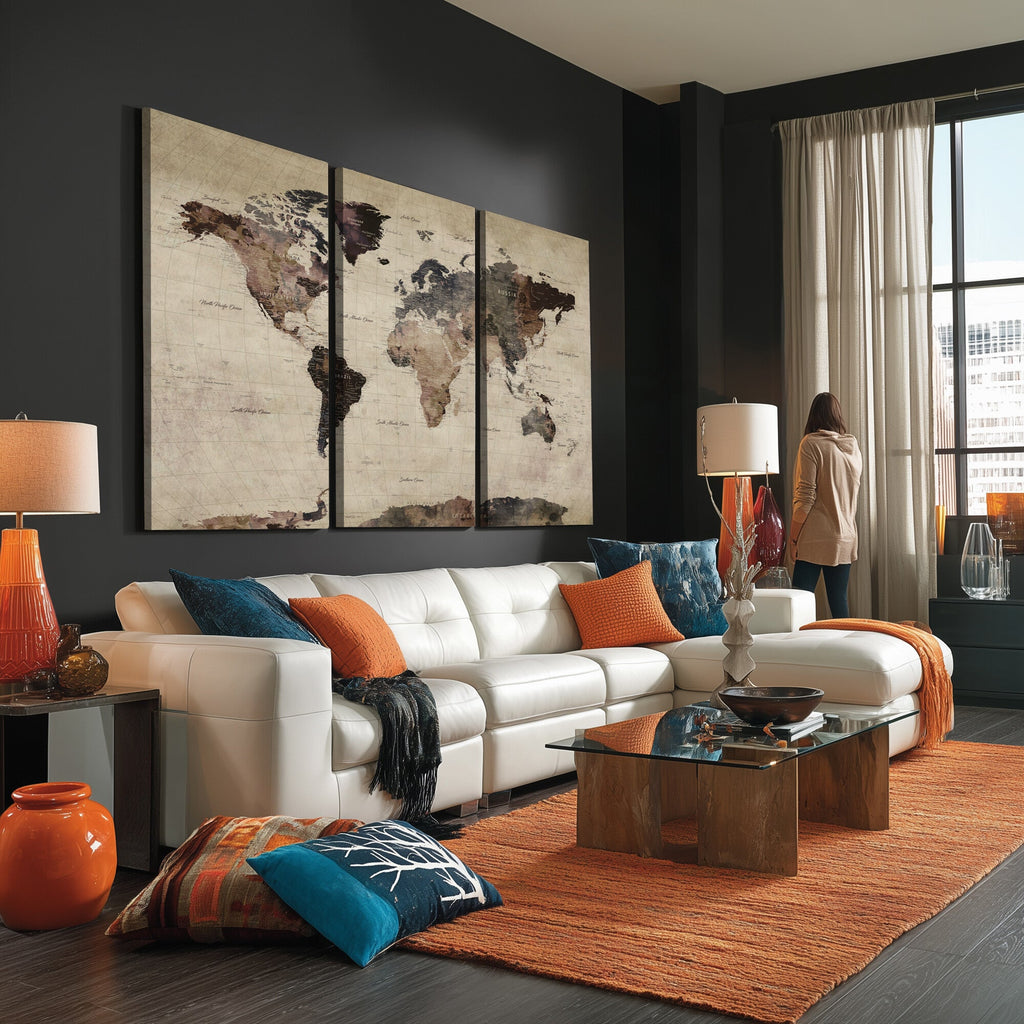 World Map Canvas Print, Detailed Map of the World, Adventure Gift for Couples and Anniversaries