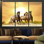 Wild Horses Wall Art Canvas Print, Framed Galloping Herd