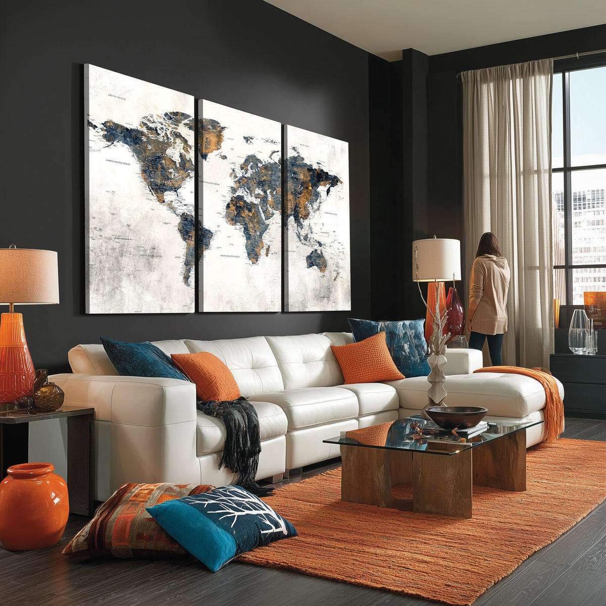 World Map Wall Art Canvas Print for Office Wall Decor