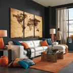 Modern Red and Gray World Map Canvas Print | Framed Wall Art