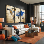 World Map Canvas Print | Colorful Abstract Travel Map, Framed Wall Art