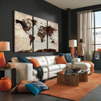 World Map Canvas Triptych | Colorful Global Wall Art for Living Rooms