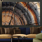 Abstract Tree Ring Wall Art Print, Natural Rustic Wood Grain Canvas
