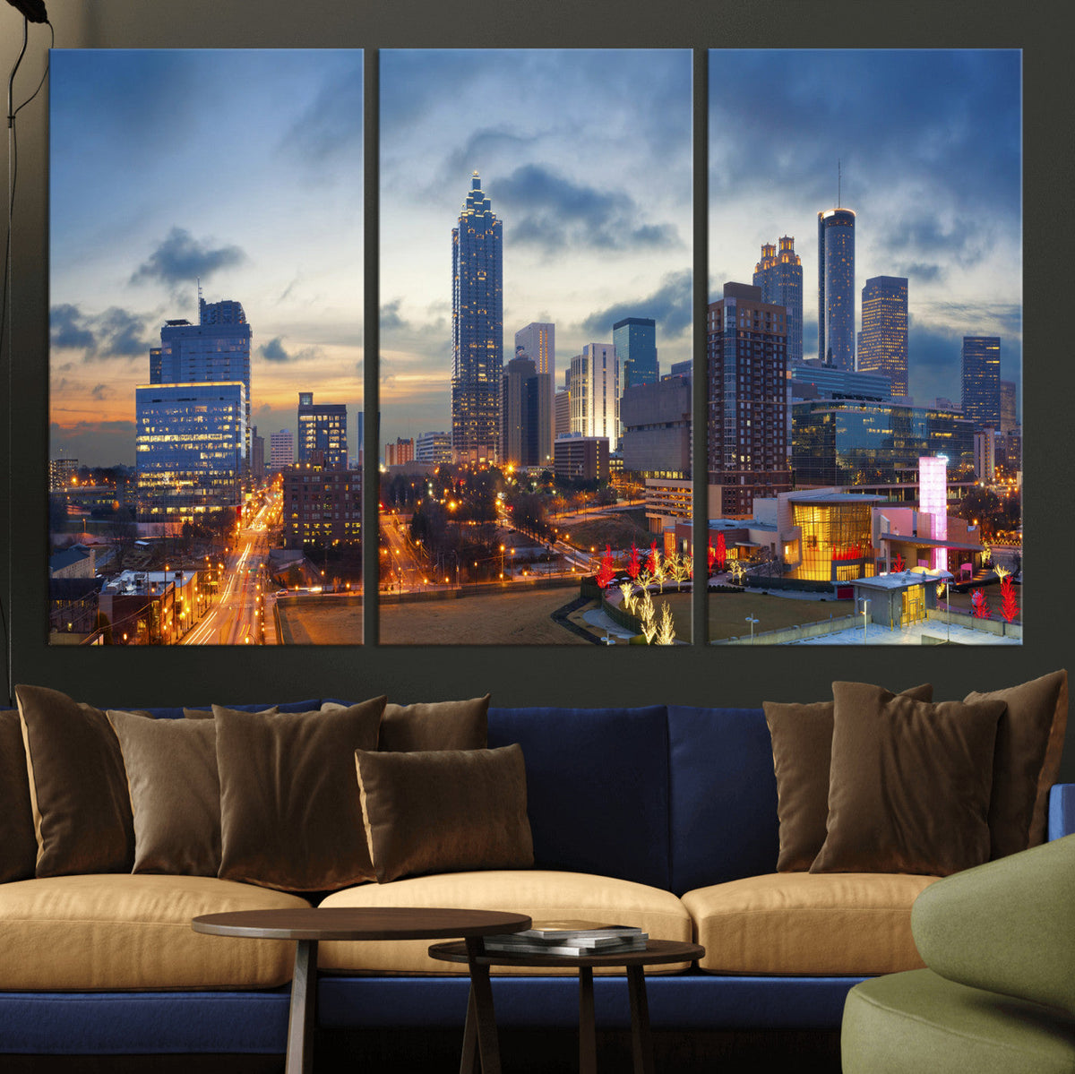 Atlanta Skyline Wall Art Canvas Print, Atlanta Downtown Night Cityscape