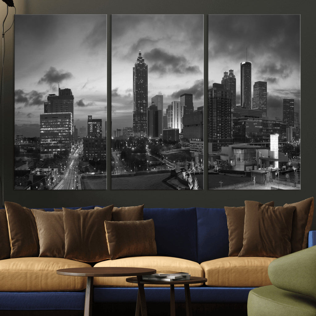 Atlanta Skyline Wall Art Canvas Print, Atlanta Downtown Night Cityscape