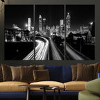 Atlanta Skyline Wall Art Canvas Print, Atlanta Downtown Night Cityscape