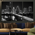 Austin Skyline Wall Art Canvas Print, Austin Downtown Night Cityscape