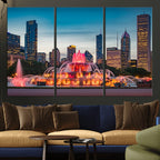 Chicago Wall Art Canvas Print - Chicago City Downtown Night Cityscape
