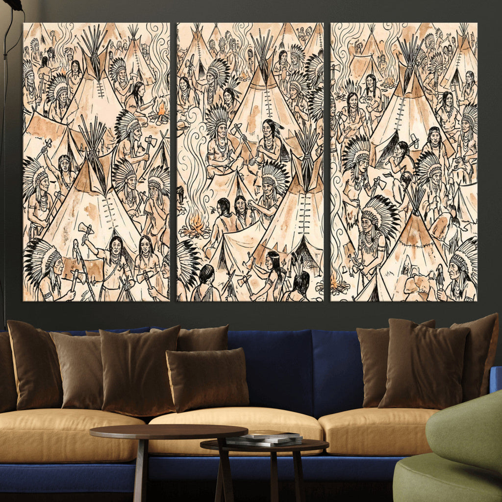 Native American Indian Wall Art Canvas Print