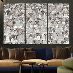 Abstract Texas Cow Wall Art Canvas Print, Farm Longhorn Art for Cabin Decor