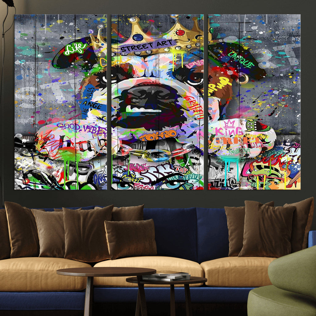 Graffiti Dog Wall Art Decor for Teen Bedroom | Abstract Graffiti Animal Canvas
