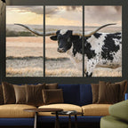 Texas Longhorn Bull Rustic Wall Art Canvas Print