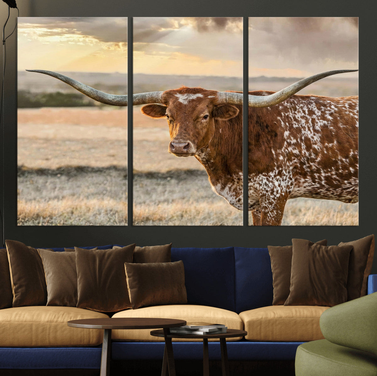 Texas Longhorn Wall Art Canvas Print, Western Ranch Bull Photography