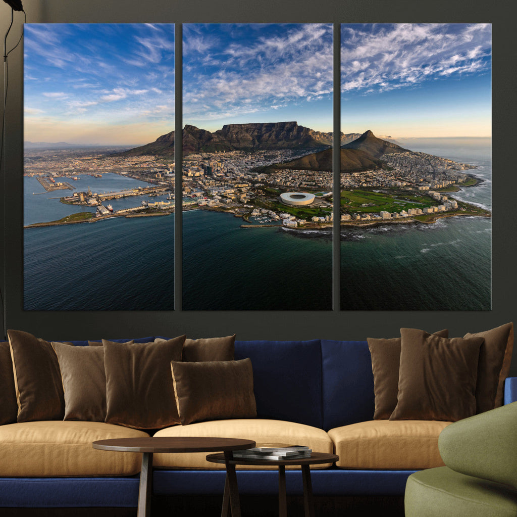 Cape Town Wall Art Canvas Print | Table Mountain Coastal Skyline Panorama