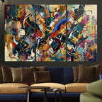Geometric Abstract Wall Art Canvas Print, Orange Blue