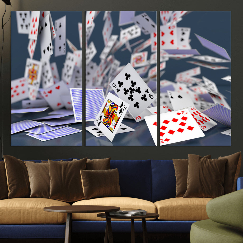 Playing Cards Canvas Wall Art | Casino Game Room Decor