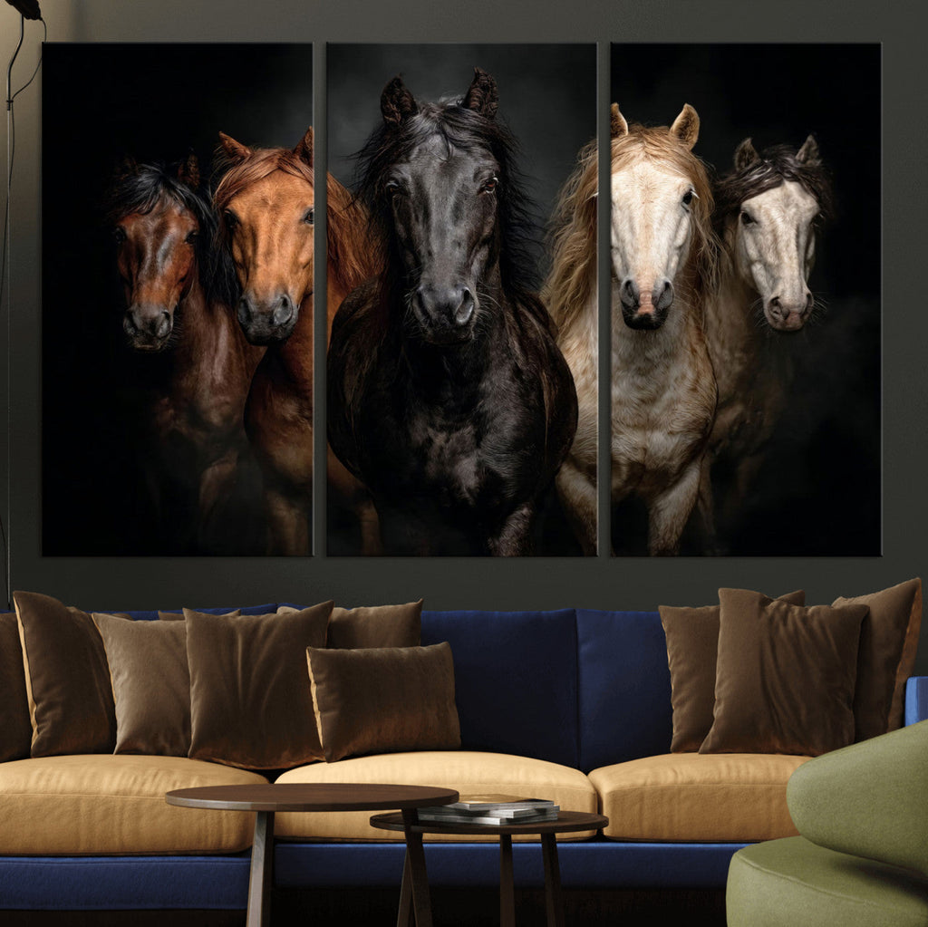 Horse Wall Art Canvas Print, Wild Horses Portrait Photography, Rustic Ranch Decor