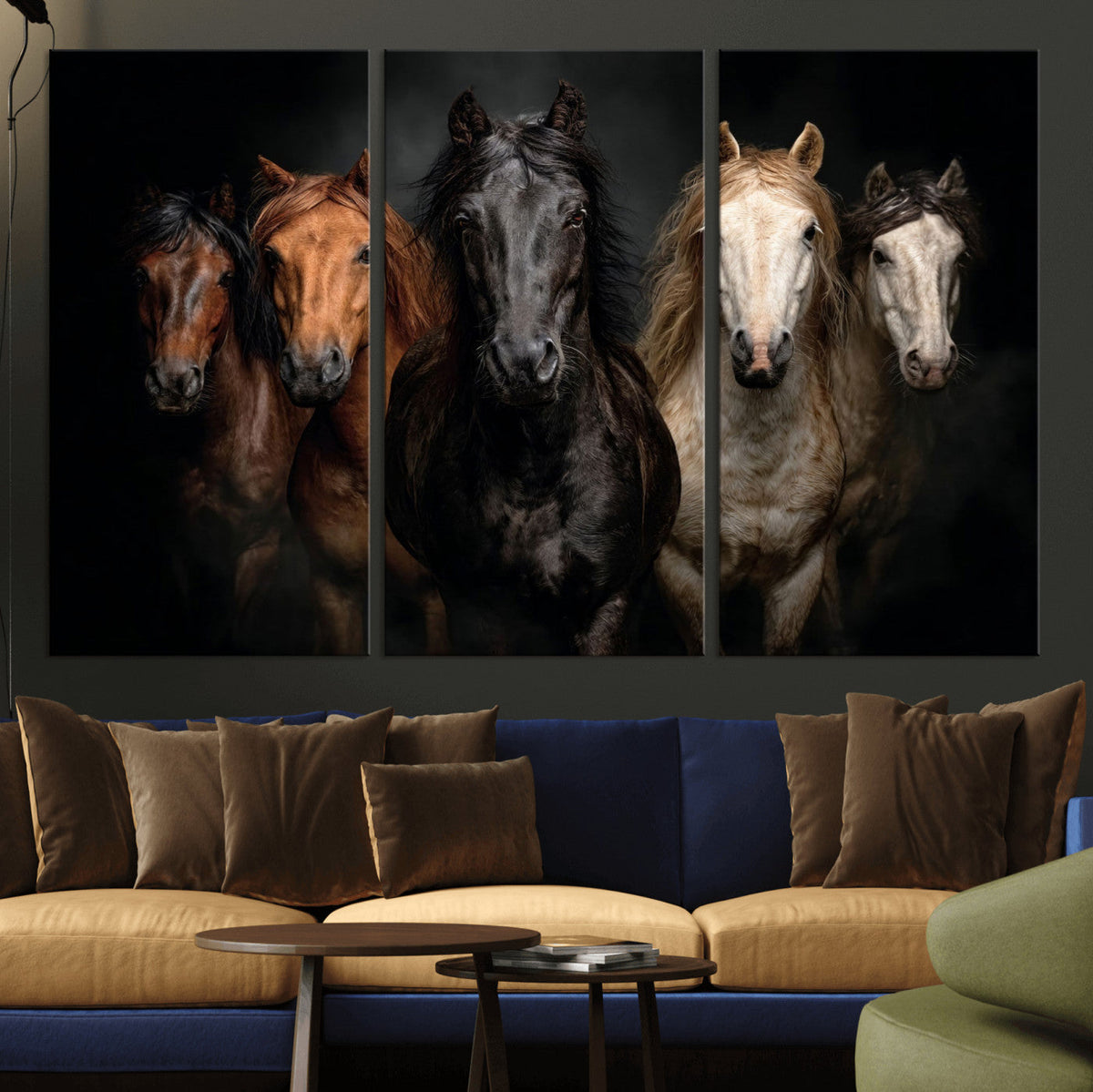 Horse Wall Art Canvas Print, Wild Horses Portrait Photography, Rustic Ranch Decor