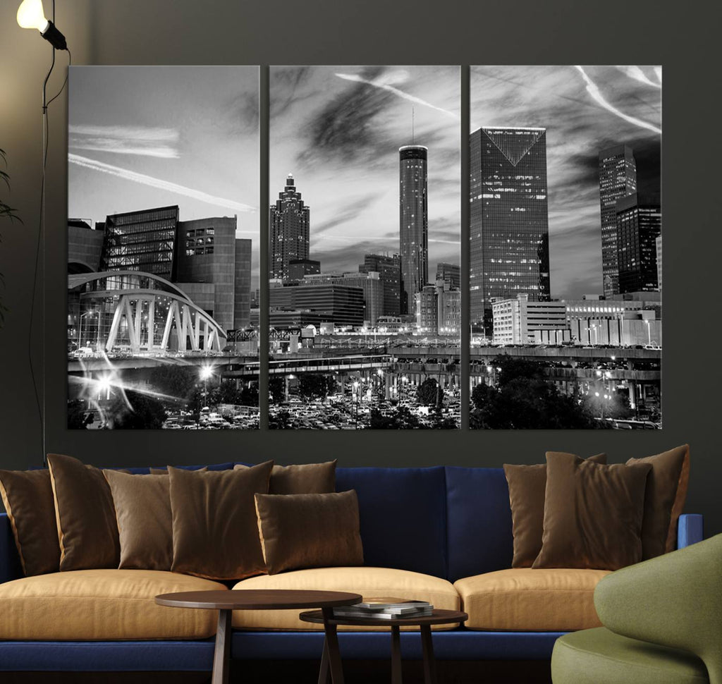 Black and White Atlanta Wall Art Canvas Print