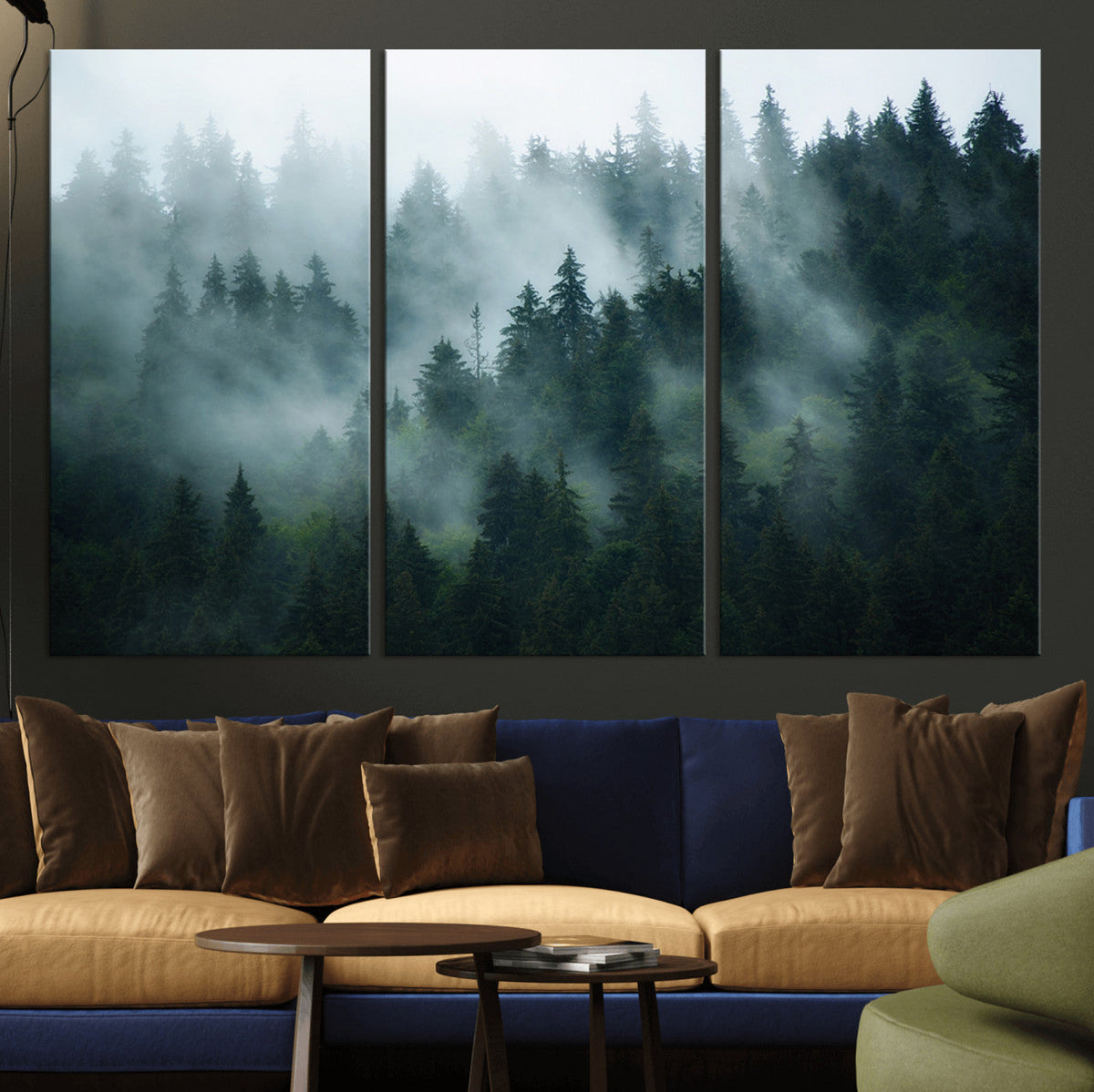 Misty Forest Wall Art | Serene Green Landscape Canvas Print
