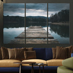 Wooden Bridge Near Lake Wall Art Canvas Print