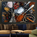 Spices and Seasonings Canvas Wall Art | Colorful Triptych Kitchen Decor