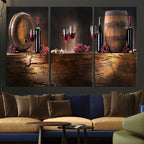 Wine and Barrels Wall Art Canvas Print