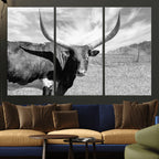 Longhorn Wall Art Canvas Print, Framed Ranch Wall Art Canvas Print