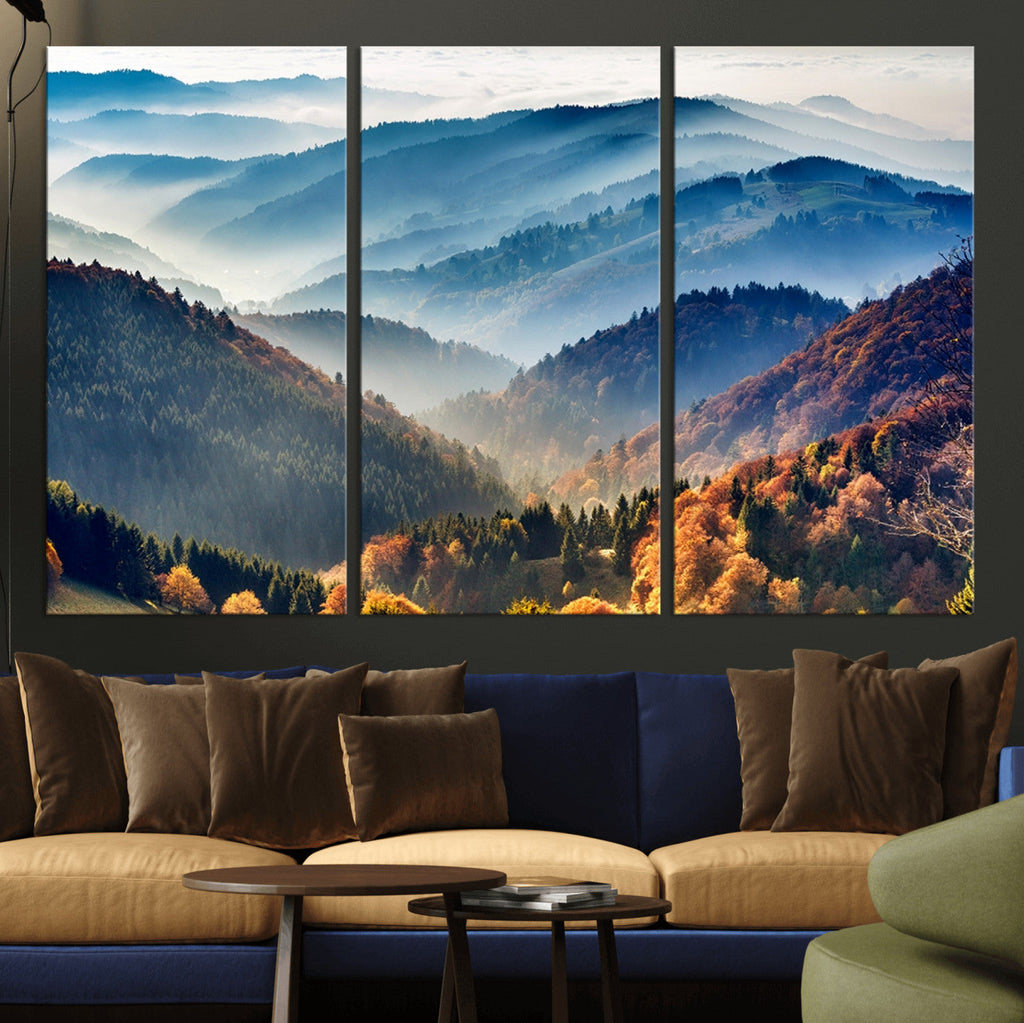 Mountains Forest Autumn Wall Art Canvas Print