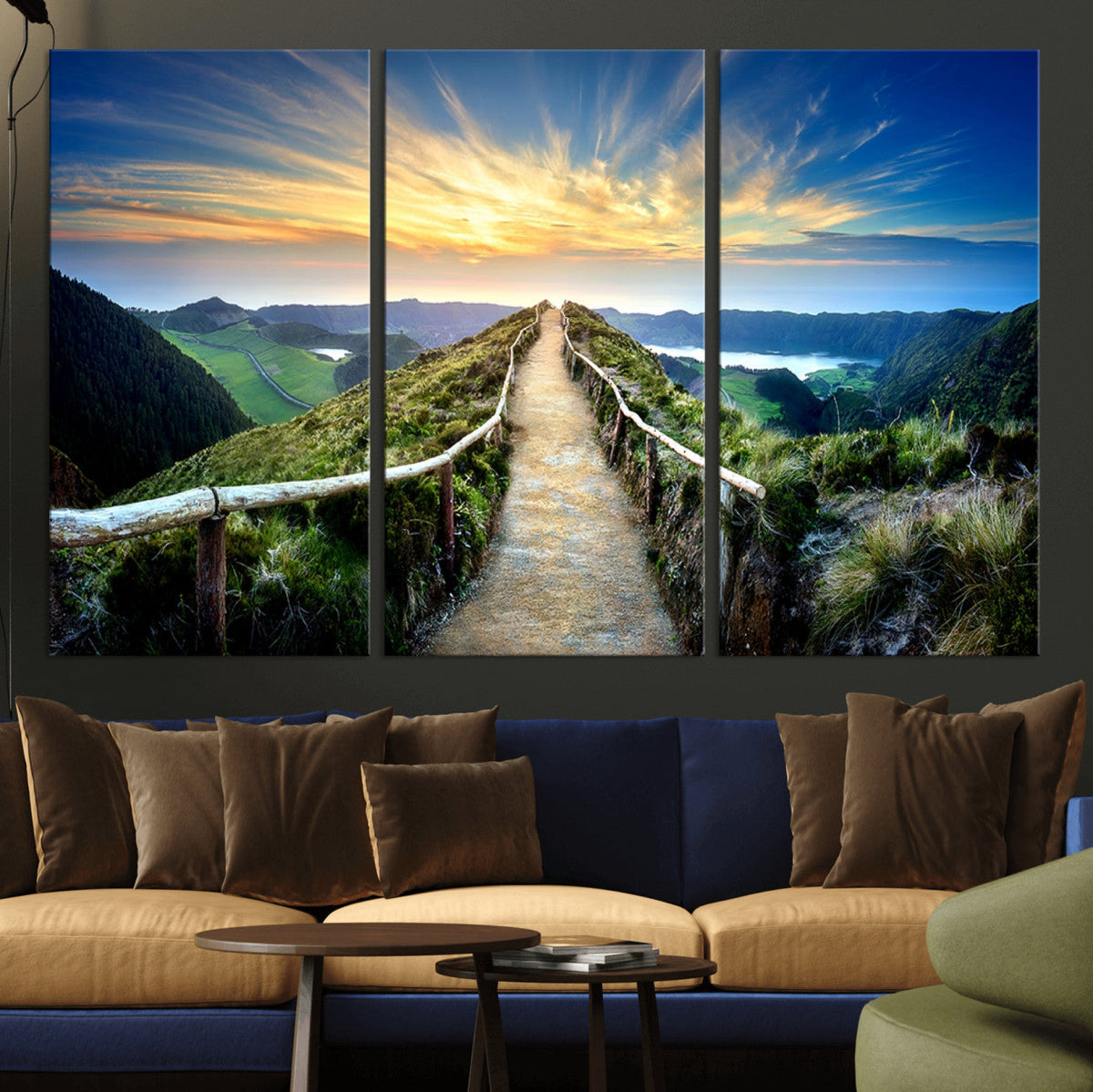 Mountain and Sunset Wall Art Canvas Print
