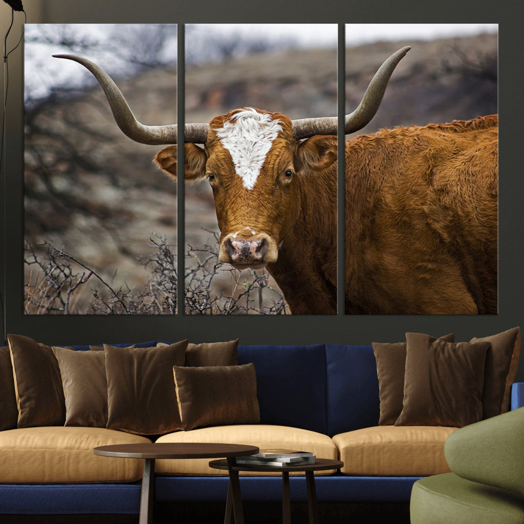 Framed Big Cow Animal Wall Art Canvas Print