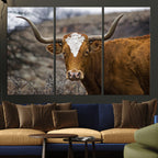 Framed Big Cow Animal Wall Art Canvas Print