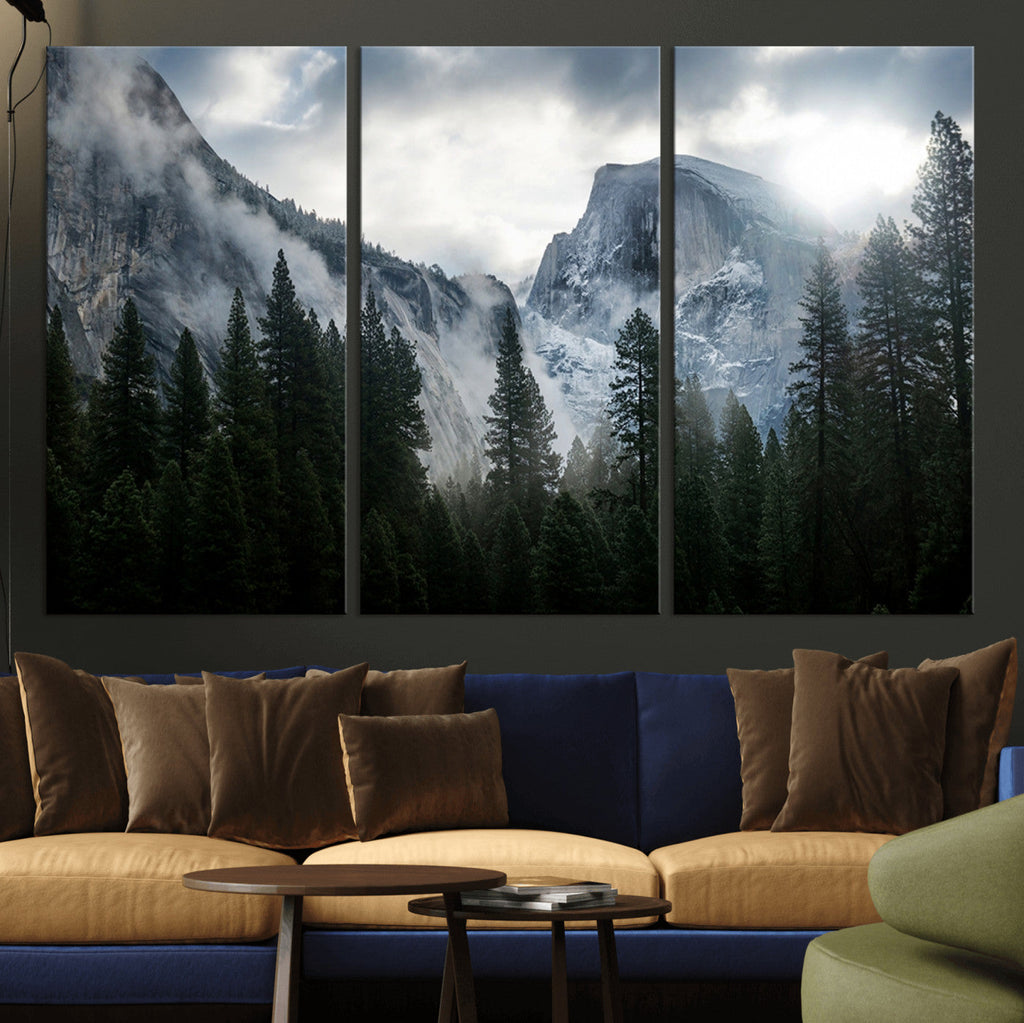 Wall Art Foggy Forest Landscape Canvas Print