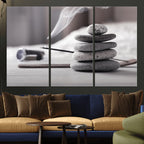 Burning Incense and Zen Stones Buddhism Wall Art | Zen Meditation Canvas Print