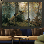 Baby Bears in Forest Wall Art Canvas Print