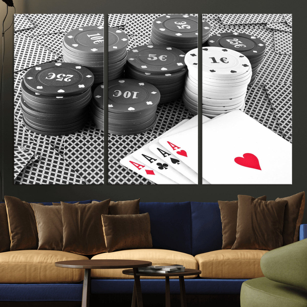 Poker Game Cards Wall Art Canvas, Multi Panel Wall Art