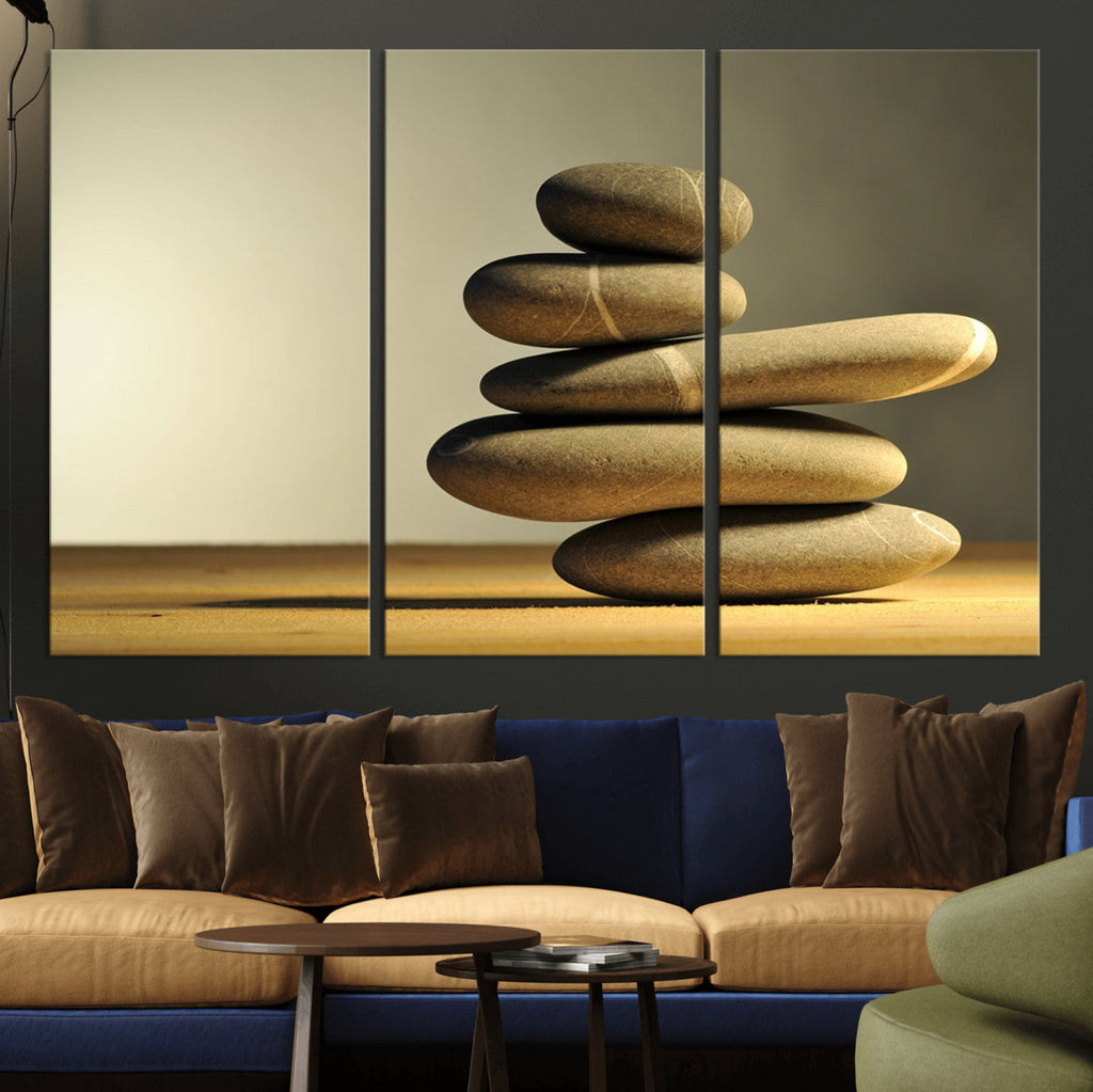 Fluvial Zen Stones Canvas Wall Art Print