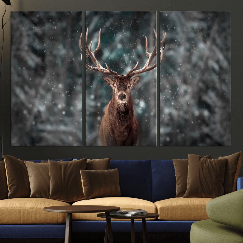 Wall Art Deer Art Animal Canvas, Framed Wall Art Deer Canvas