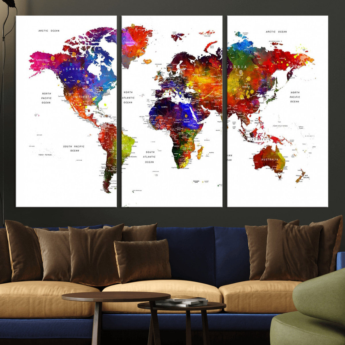 World Map Canvas Print | Detailed Map of the World Wall Art