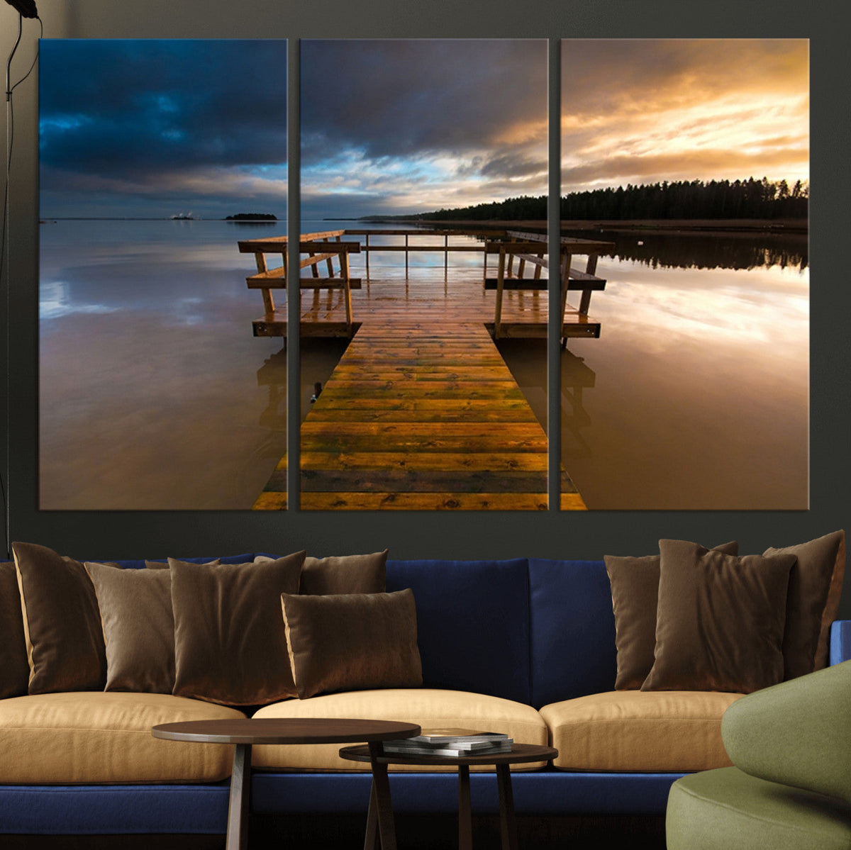 Serene Lake Pier at Sunset Canvas Print | Landscape Wall Art | Ready to Hang