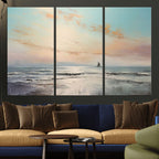Abstract Ocean Wall Art, Boat Wall Art Canvas Print