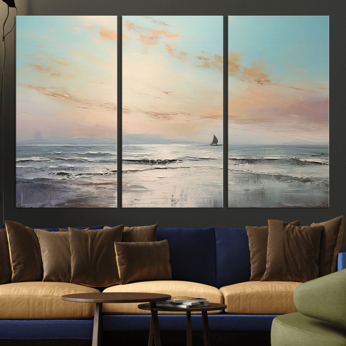 Abstract Ocean Wall Art, Boat Wall Art Canvas Print