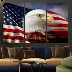 American Flag Eagle Symbol Wall Art Canvas Print, Patriotic American Flag Eagle Wall Art